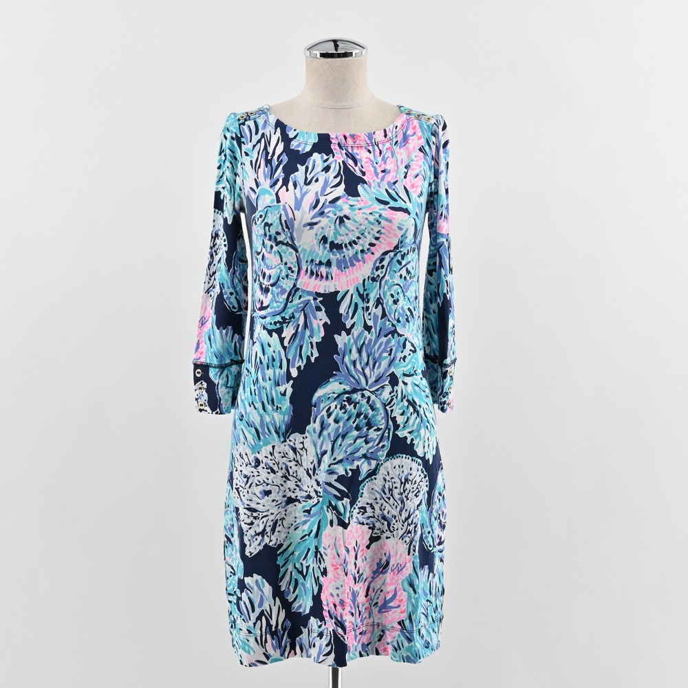 Lilly Pulitzer Sophie Dress‎ Size XS High Tide Navy Party Paradise Coral UPF 50+